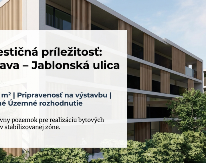 Stavebný pozemok 8900 m2 pre Developera - Myjava Jablonská