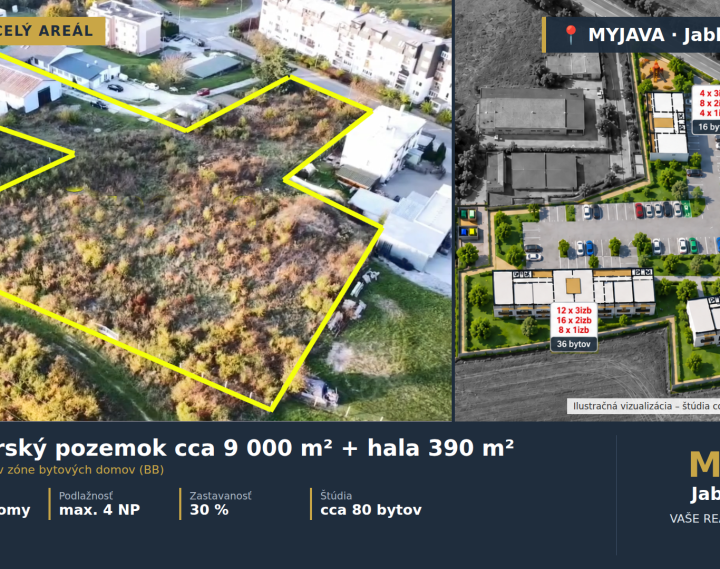 DEVELOPERSKÝ POZEMOK 9000 m² S HALOU – MYJAVA | Jablonská cesta