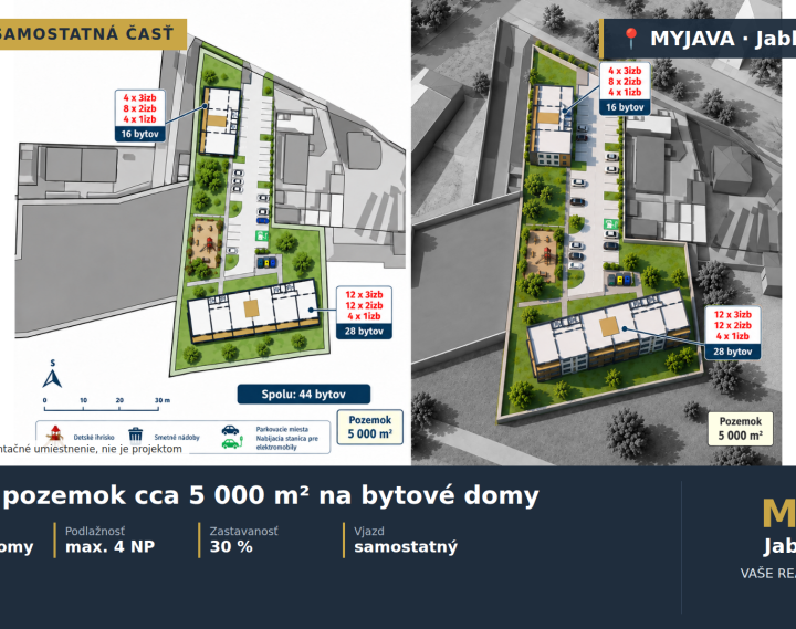 STAVEBNÝ POZEMOK cca 5000 m² NA BYTOVÉ DOMY – MYJAVA