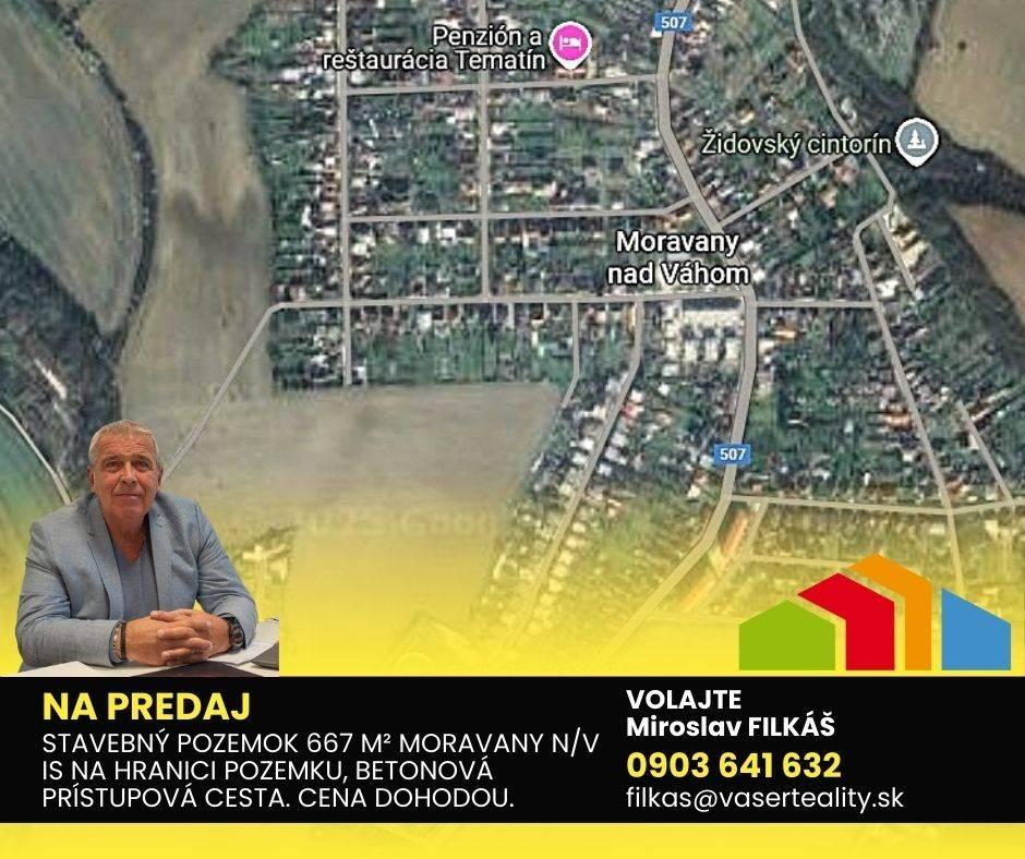 Slnečný stavebný pozemok 667m2, Moravany nad Váhom
