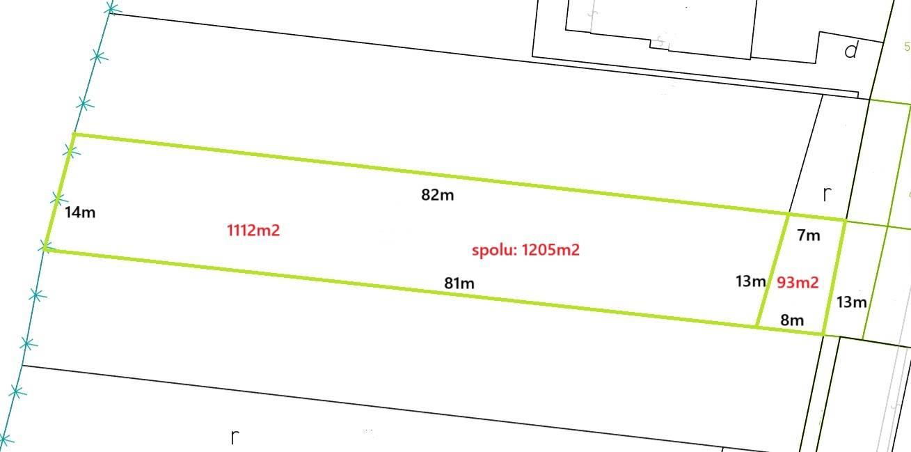 Stavebný pozemok 1205m2, Horná Streda